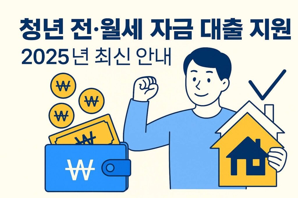‘청년 전·월세 자금 대출 지원 2025년 최신 안내’ 문구가 포함된 정부 복지 안내 이미지.